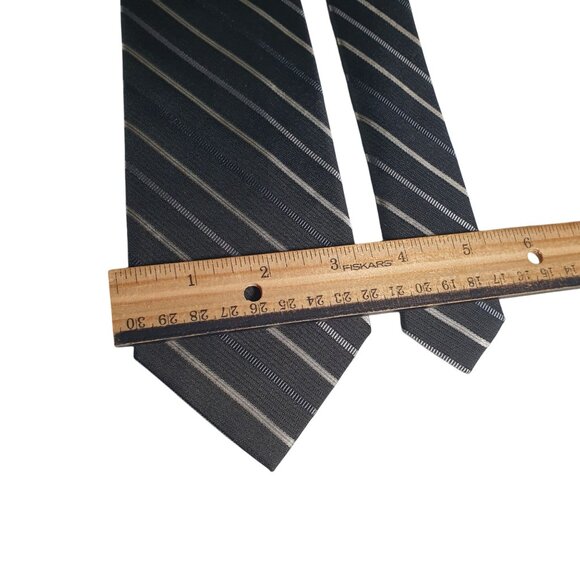 Men Black Gray Striped Croft Barrow Necktie Silk Blend Business Formal Wear Gift - Picture 3 of 5